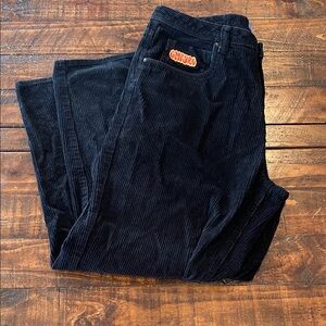 Empyre Black Corduroy Pants with Branded Pocket Patch- Relaxed fit